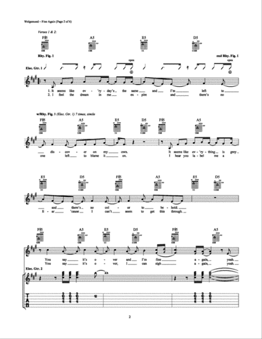 Fine Again Electric Guitar scores gallery preview page 2
