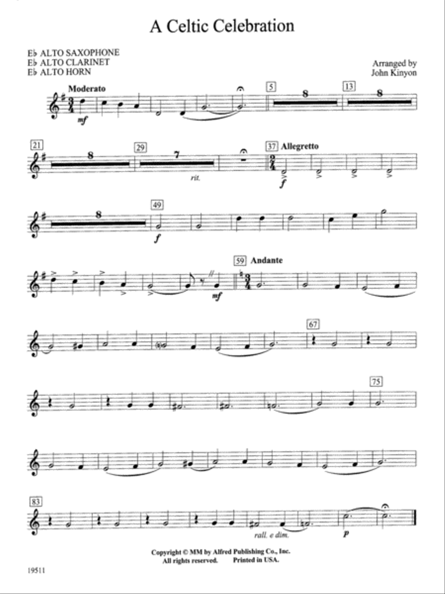A Celtic Celebration: E-flat Alto Saxophone Concert Band scores gallery preview page 1