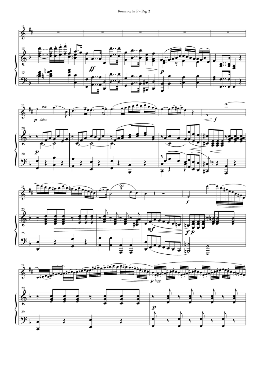 Romance in F for Alto Saxophone and Piano Alto Saxophone scores gallery preview page 2