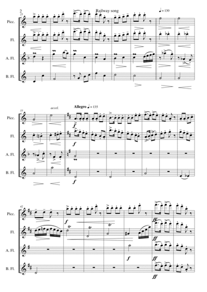 Railway Song (Auf de schwäb'sche Eisebahne) for piccolo, flute, alto flute and bass flute image number null
