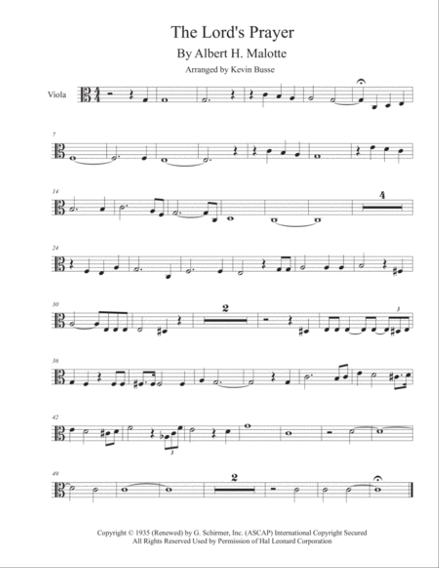 The Lord's Prayer Viola Solo scores gallery preview page 1