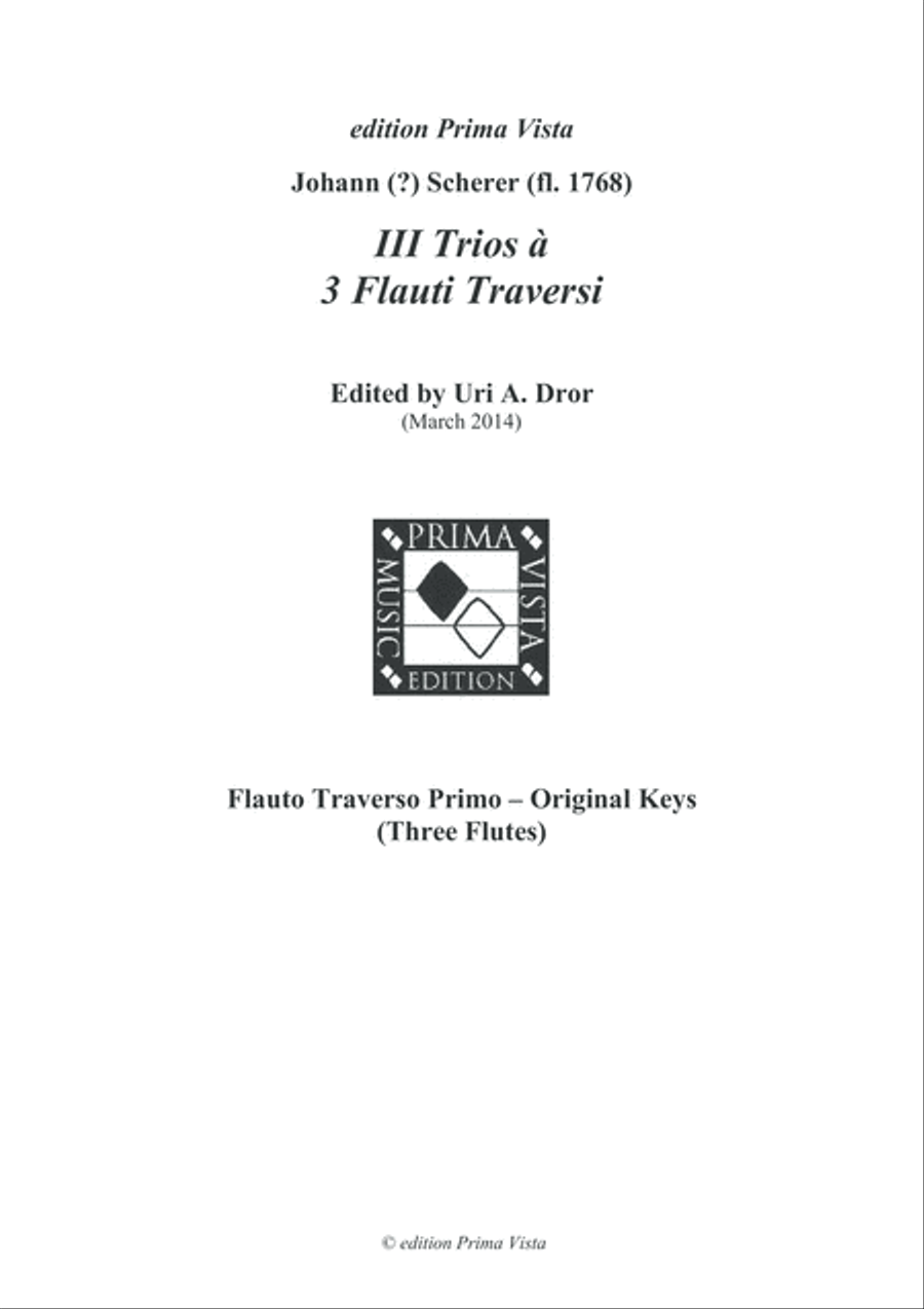 Johann Scherer, III Trios for Three Flutes, Parts Flute Trio scores gallery preview page 1