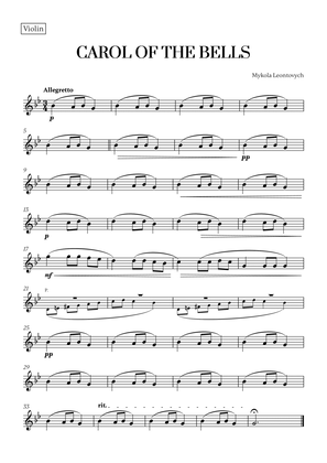 Carol of the Bells (Very Easy/Beginner) (for Violin)