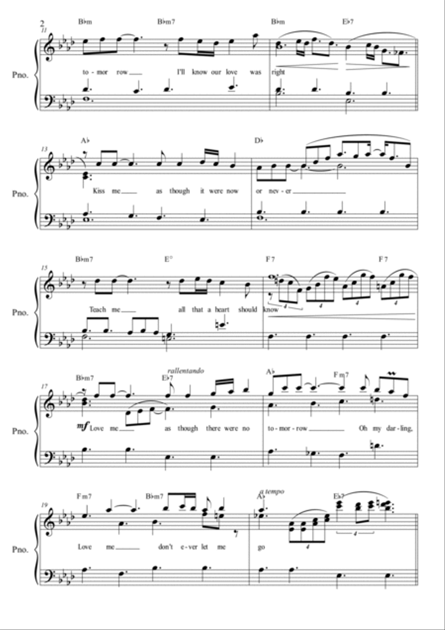 Love Me As Though There Were No Tomorrow Piano, Vocal, Guitar scores gallery preview page 2