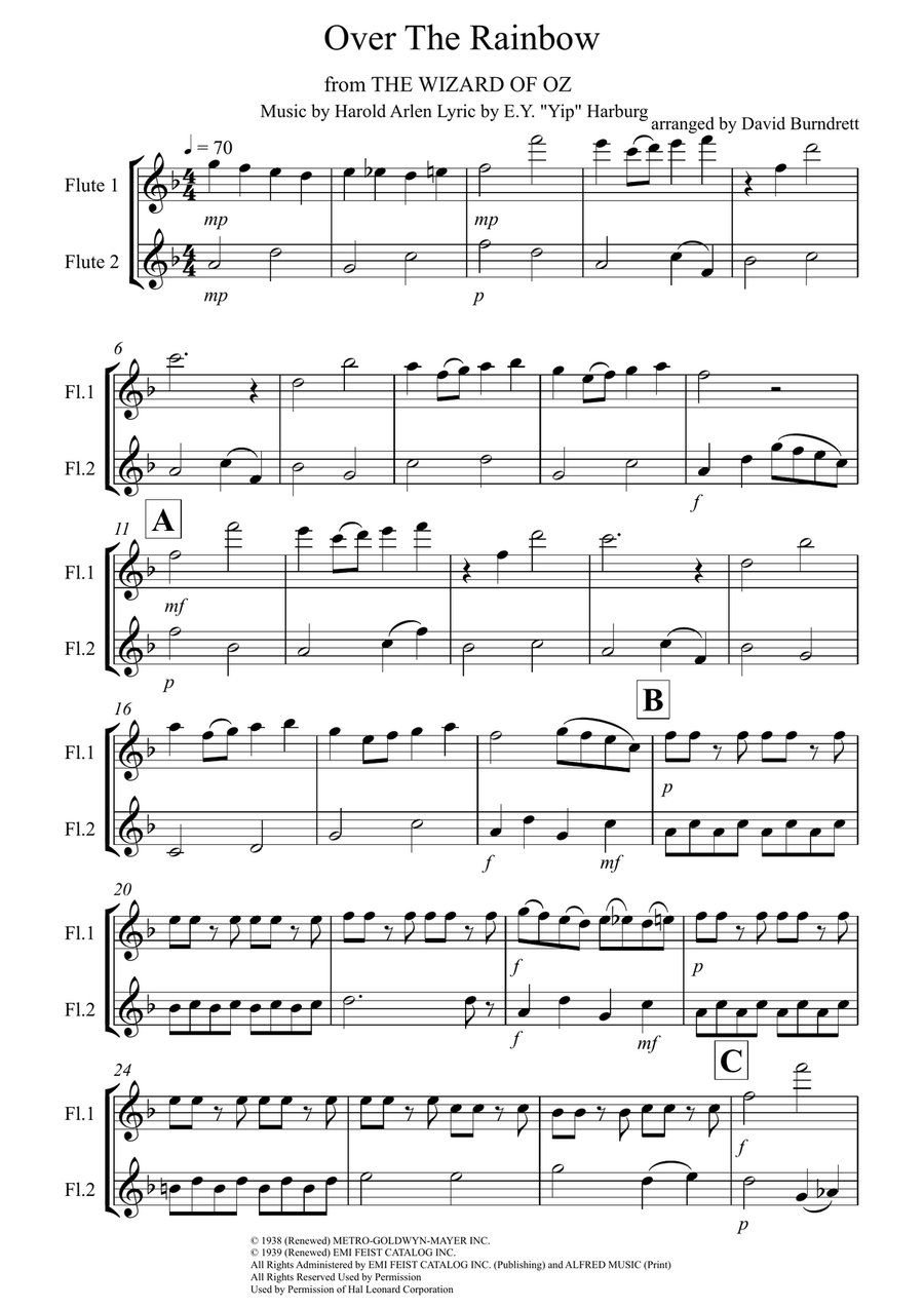 Over The Rainbow (from The Wizard Of Oz) Flute Solo scores gallery preview page 1