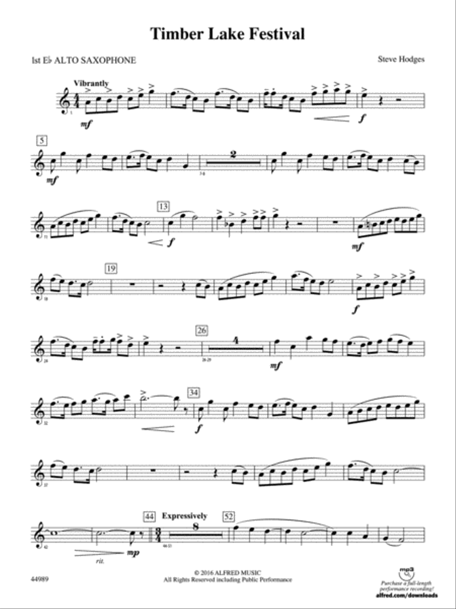 Timber Lake Festival: E-flat Alto Saxophone Concert Band scores gallery preview page 1