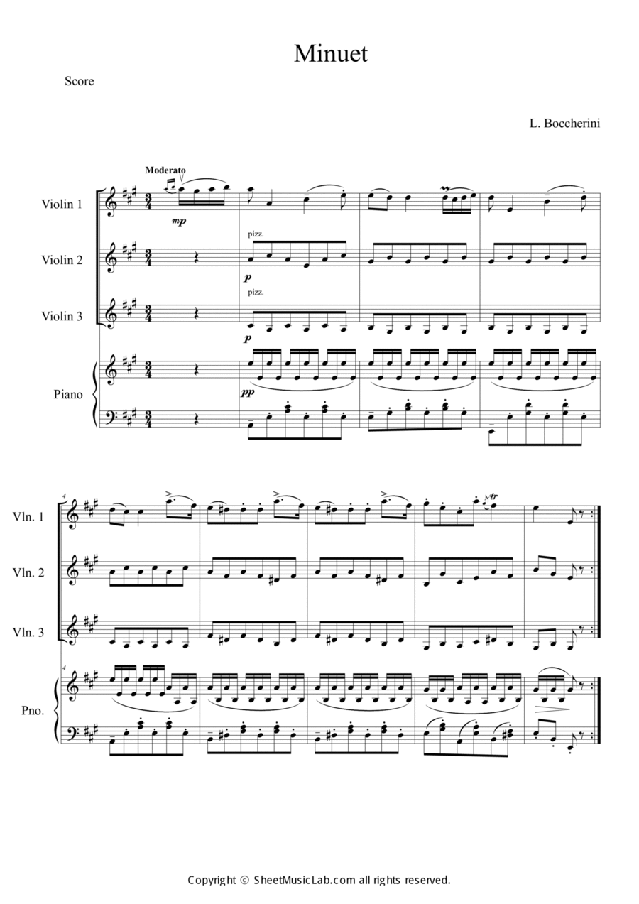 Minuet Minuet Piano Quartet scores gallery preview page 1