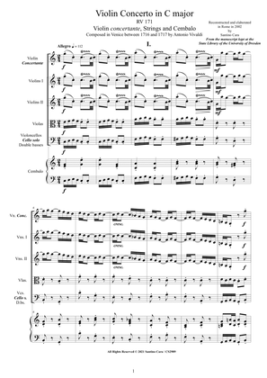 Vivaldi - Violin Concerto in C major RV 171 for Violin, Strings and Cembalo
