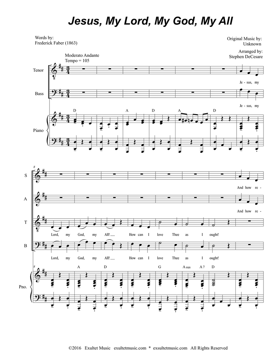 Jesus, My Lord, My God, My All (SATB) 4-Part scores gallery preview page 2
