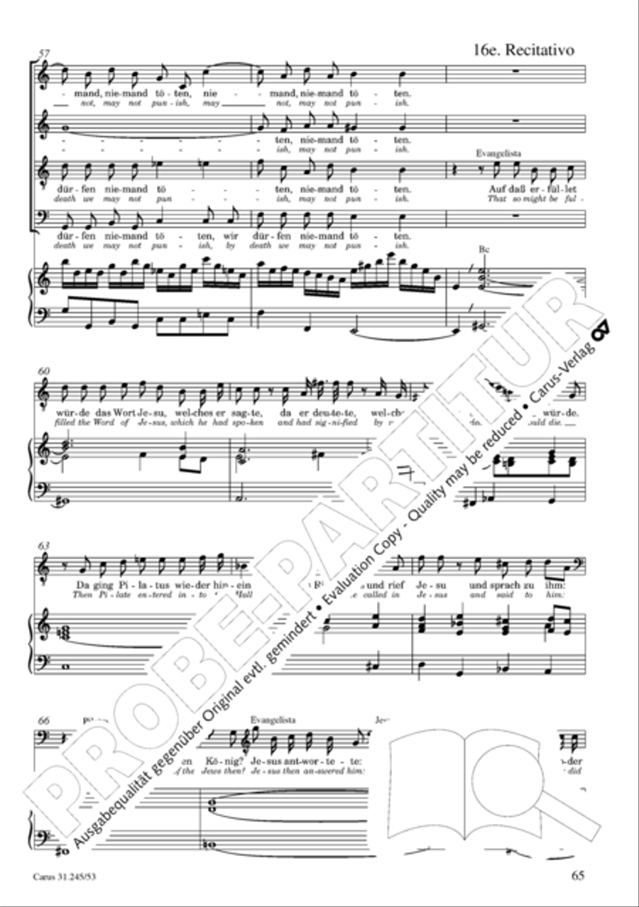 St. John Passion (Johannes-Passion) 4-Part scores gallery preview page 66