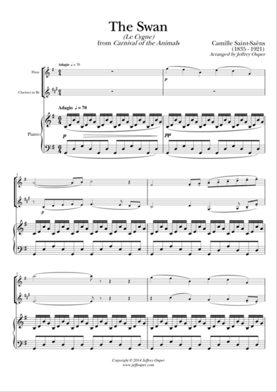 The Swan (Le Cygne) Woodwind Duet scores gallery preview page 1