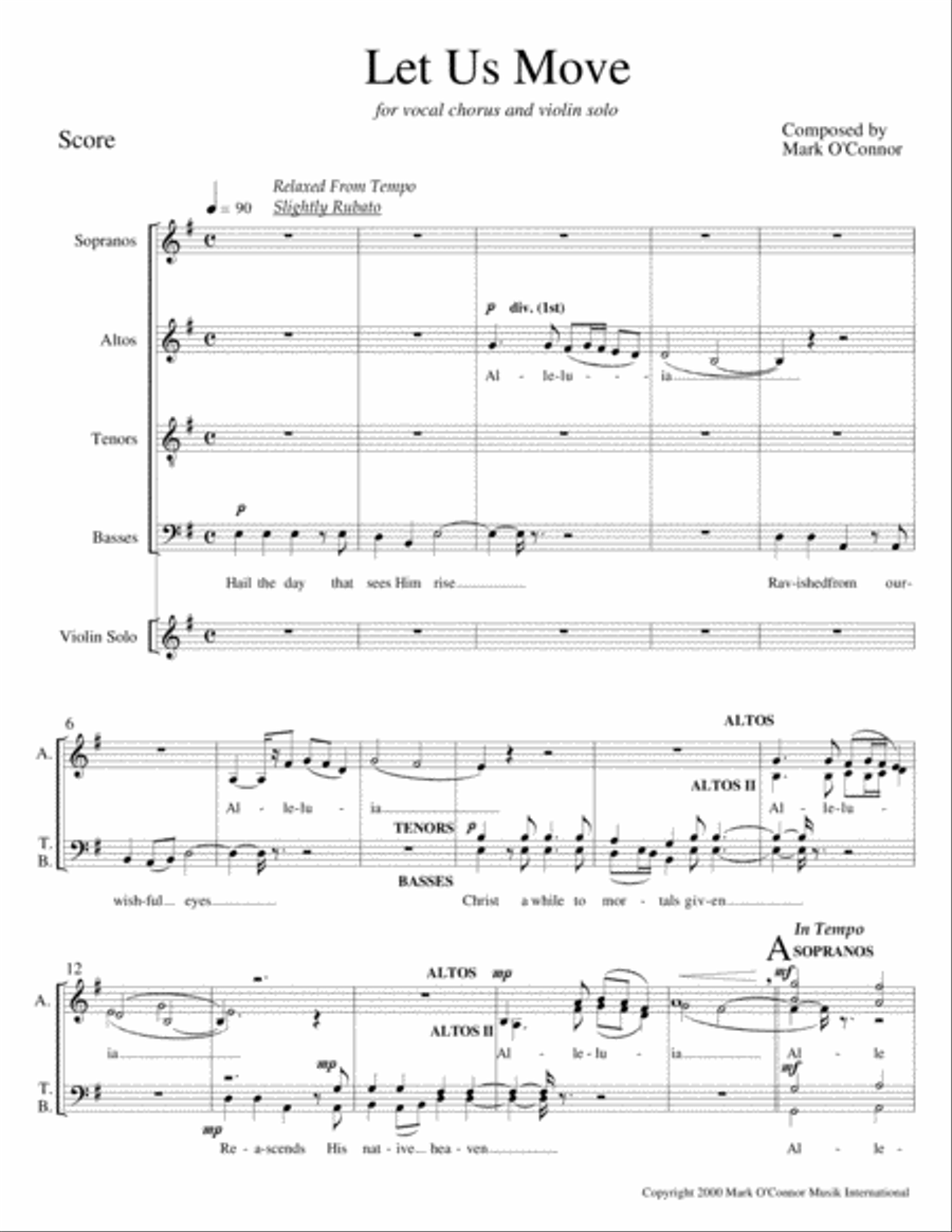 Let Us Move (score - vocal choir and violin solo) 4-Part scores gallery preview page 4