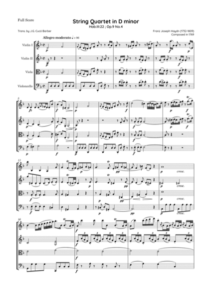 Haydn - String Quartet in D minor, Hob.III:22 ; Op.9 No.4