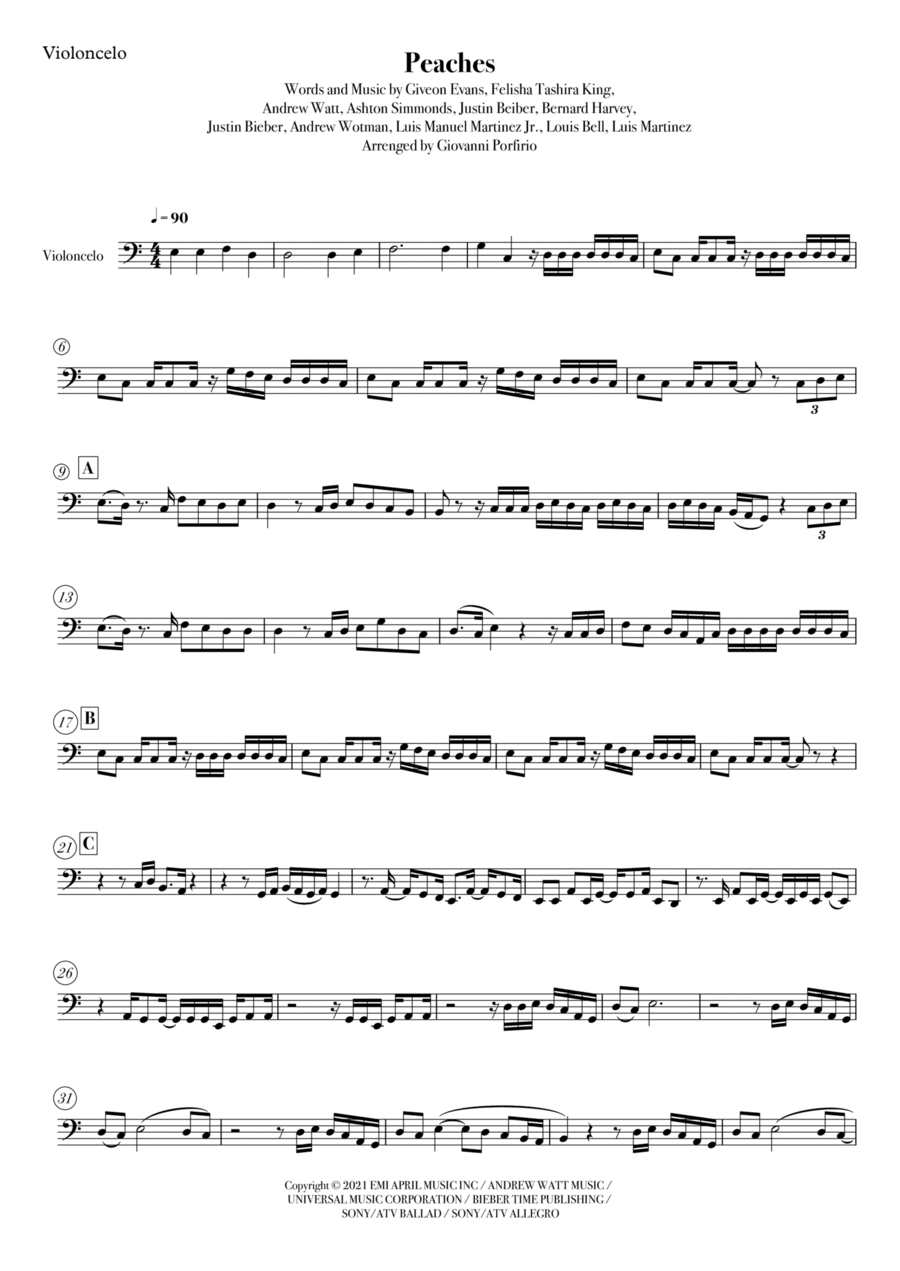 Peaches Cello Solo scores gallery preview page 1