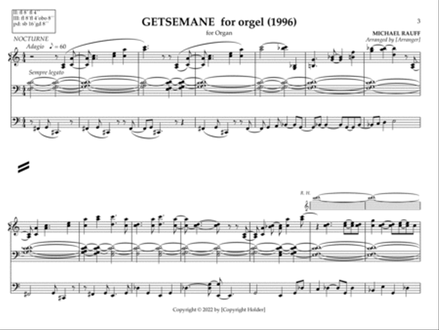 Gethsemane for organ