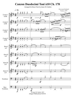 Gabrieli: Canzon per Sonar Ch. 178 for Brass Choir à 10