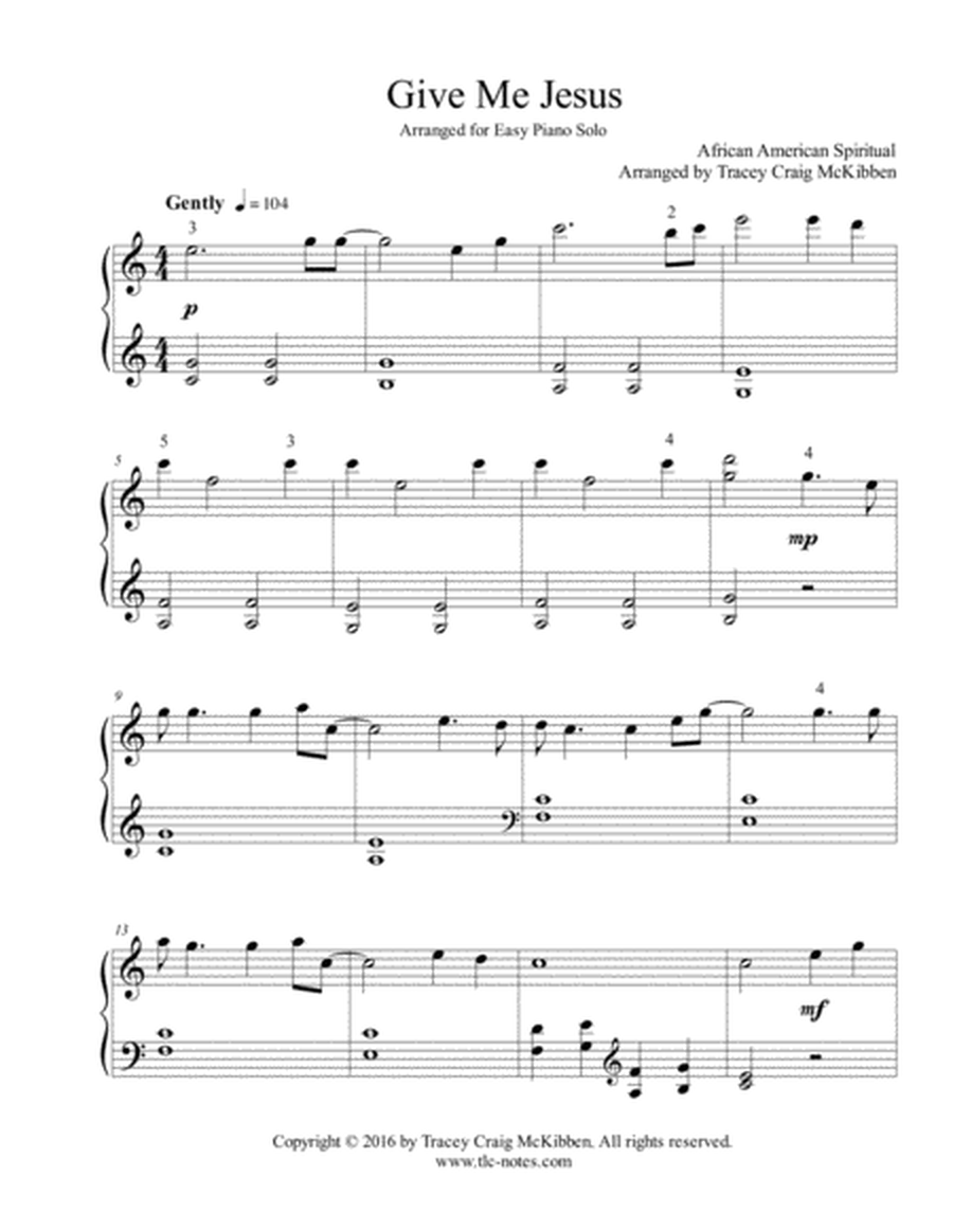 Give Me Jesus (Easy Piano Solo) image number null