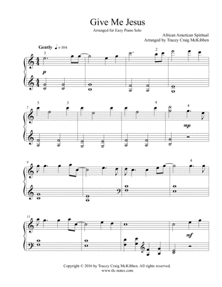 Give Me Jesus (Easy Piano Solo) image number null