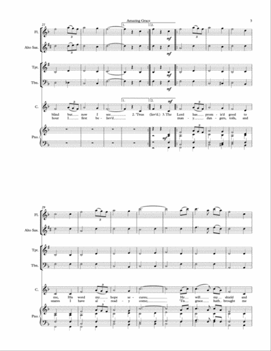 Amazing Grace Unison Choir scores gallery preview page 3
