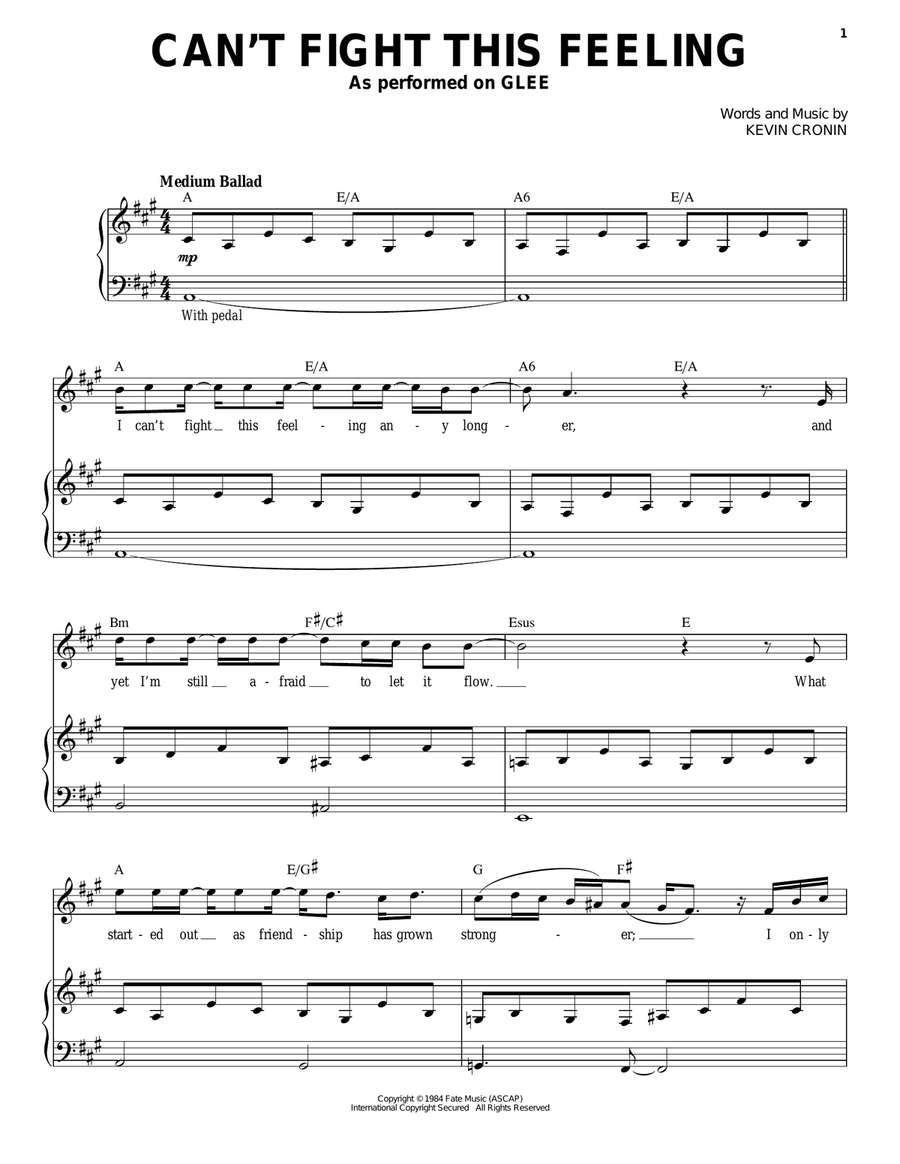 Can't Fight This Feeling Piano, Vocal scores gallery preview page 1