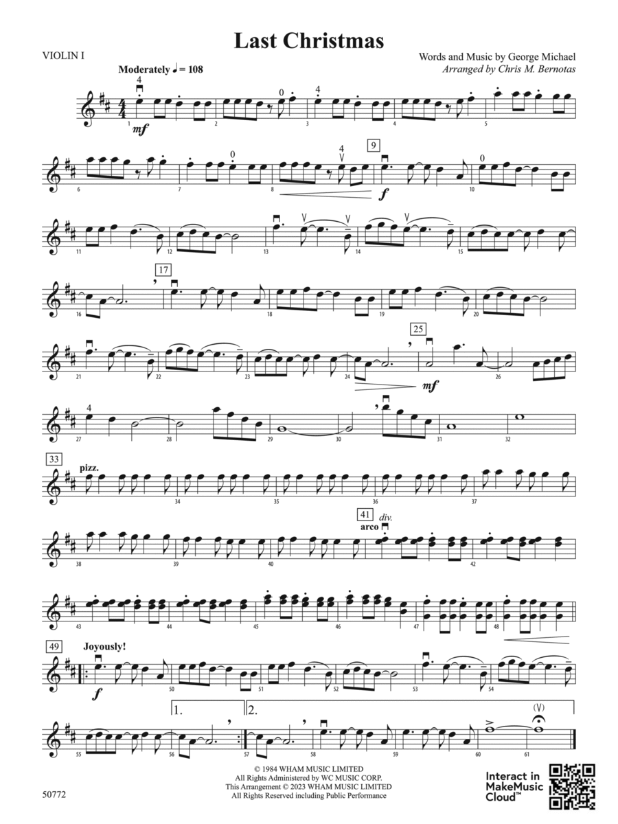 Last Christmas: 1st Violin String Orchestra scores gallery preview page 1
