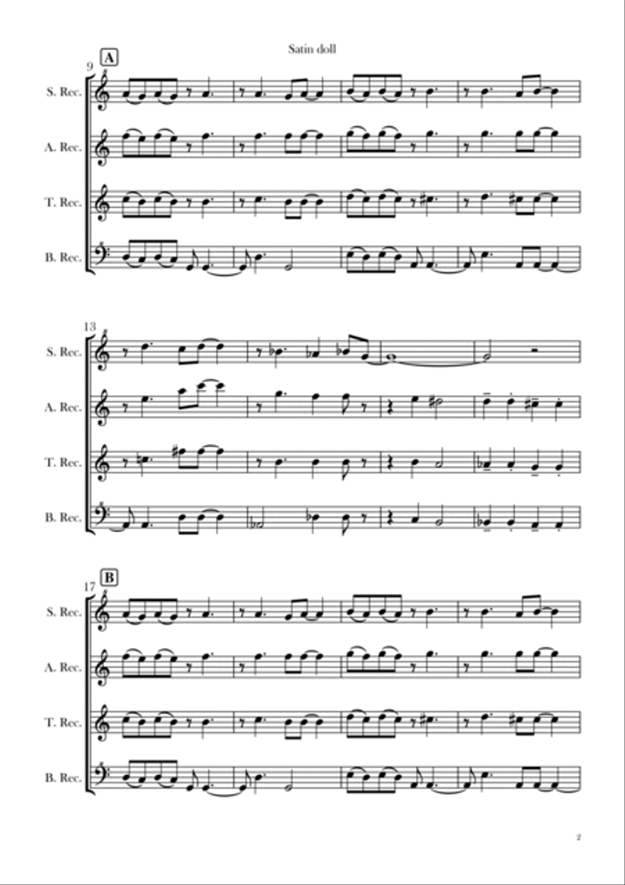 Satin Doll Soprano Recorder scores gallery preview page 2