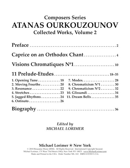 Atanas Ourkouzounov - "Caprice", "Visions Chromatiques Nº1", and "11 Prelude-Etudes", Collected Wor