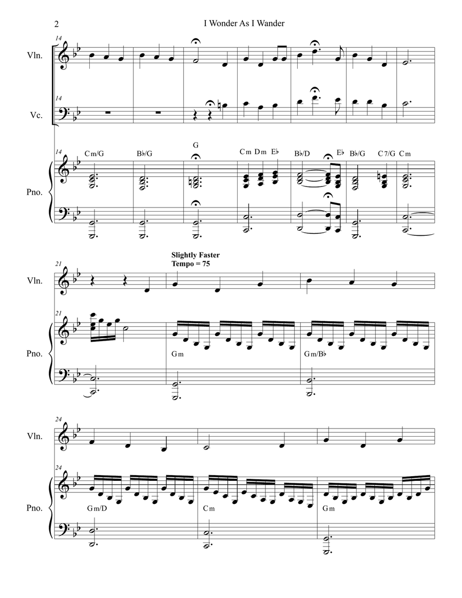 I Wonder As I Wander I Wonder As I Wander Piano Trio scores gallery preview page 2