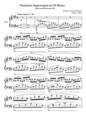 Fantaisie - Impromptu in C♯ Minor - chopin Op.66 - (With Finger Number)