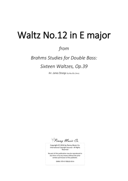 Brahms Waltz No.12 in E Major (Double Bass) image number null