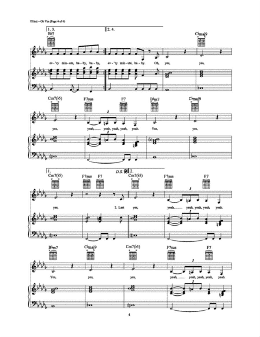 Oh Yes Piano, Vocal, Guitar scores gallery preview page 4