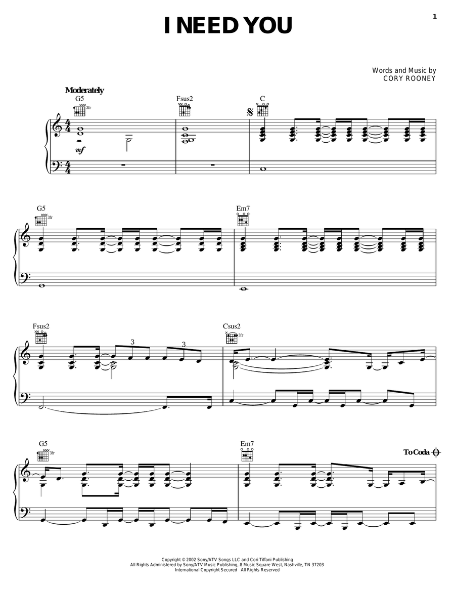 I Need You Acoustic Guitar scores gallery preview page 1