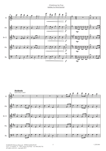 Christmas for Five - Woodwind Quintet (score & parts) by Various Bassoon - Digital Sheet Music
