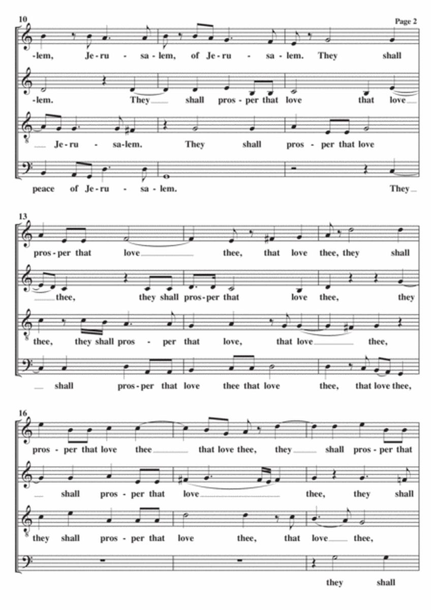O Pray For The Peace Of Jerusalem A Cappella SATB image number null
