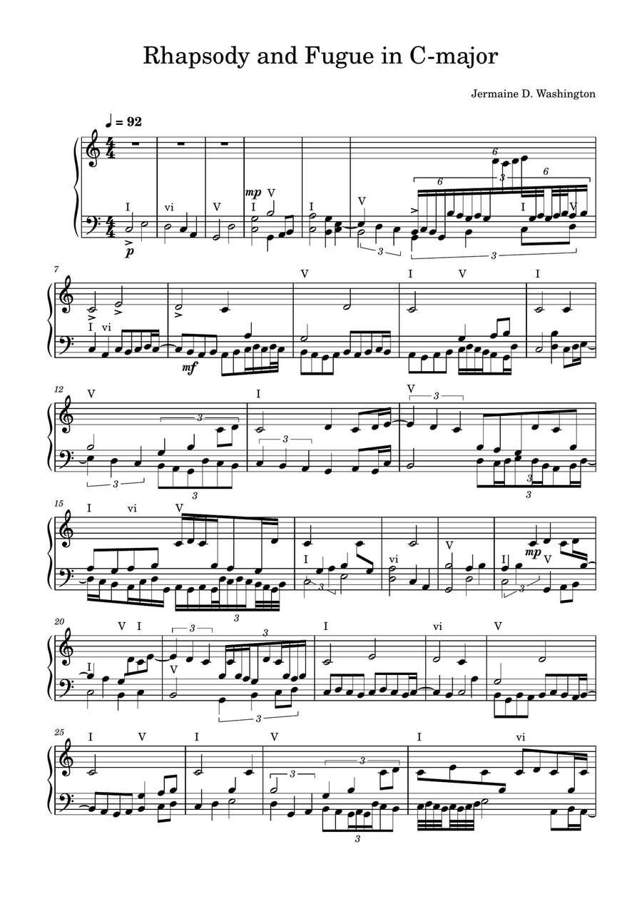 Rhapsody and Fugue in C-major Piano Solo scores gallery preview page 1