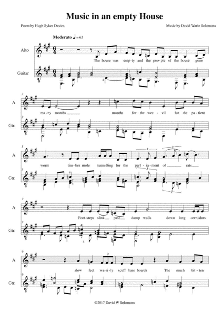 Music in an empty house (Alto Voice and Guitar) Piano, Vocal, Guitar scores gallery preview page 1