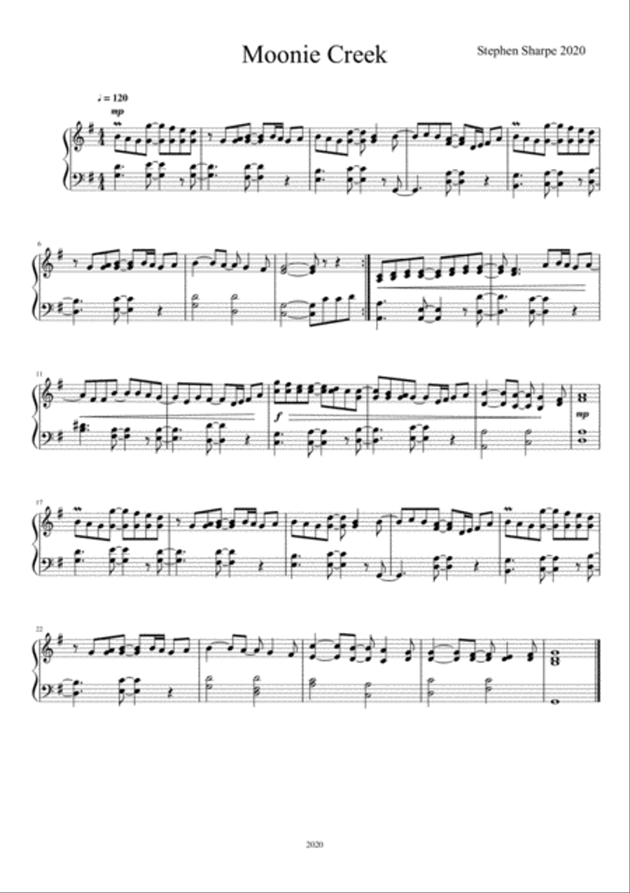 Moonie Creek Piano Solo scores gallery preview page 1