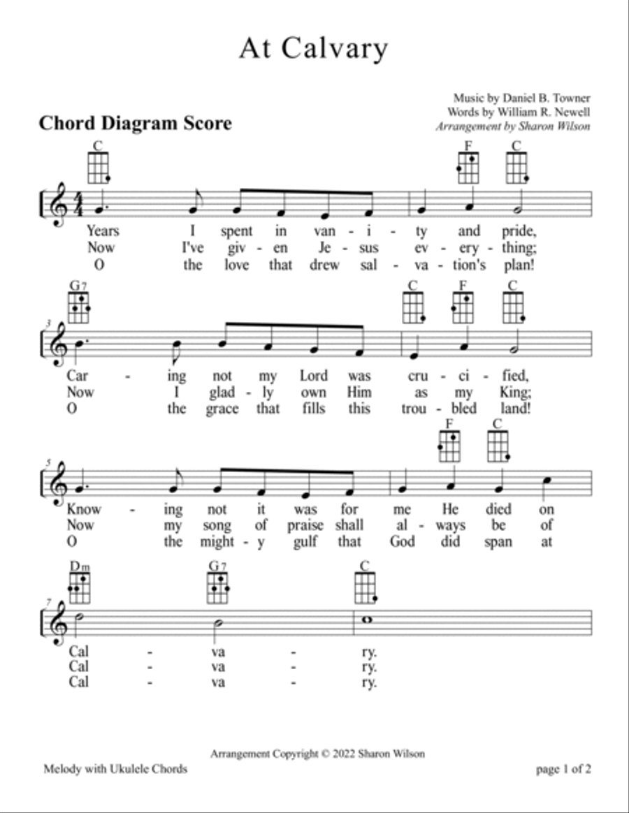 Easy Gospel Songs for Ukulele: Hymns in the Key of C (with optional Voice and Piano Accompaniment) image number null