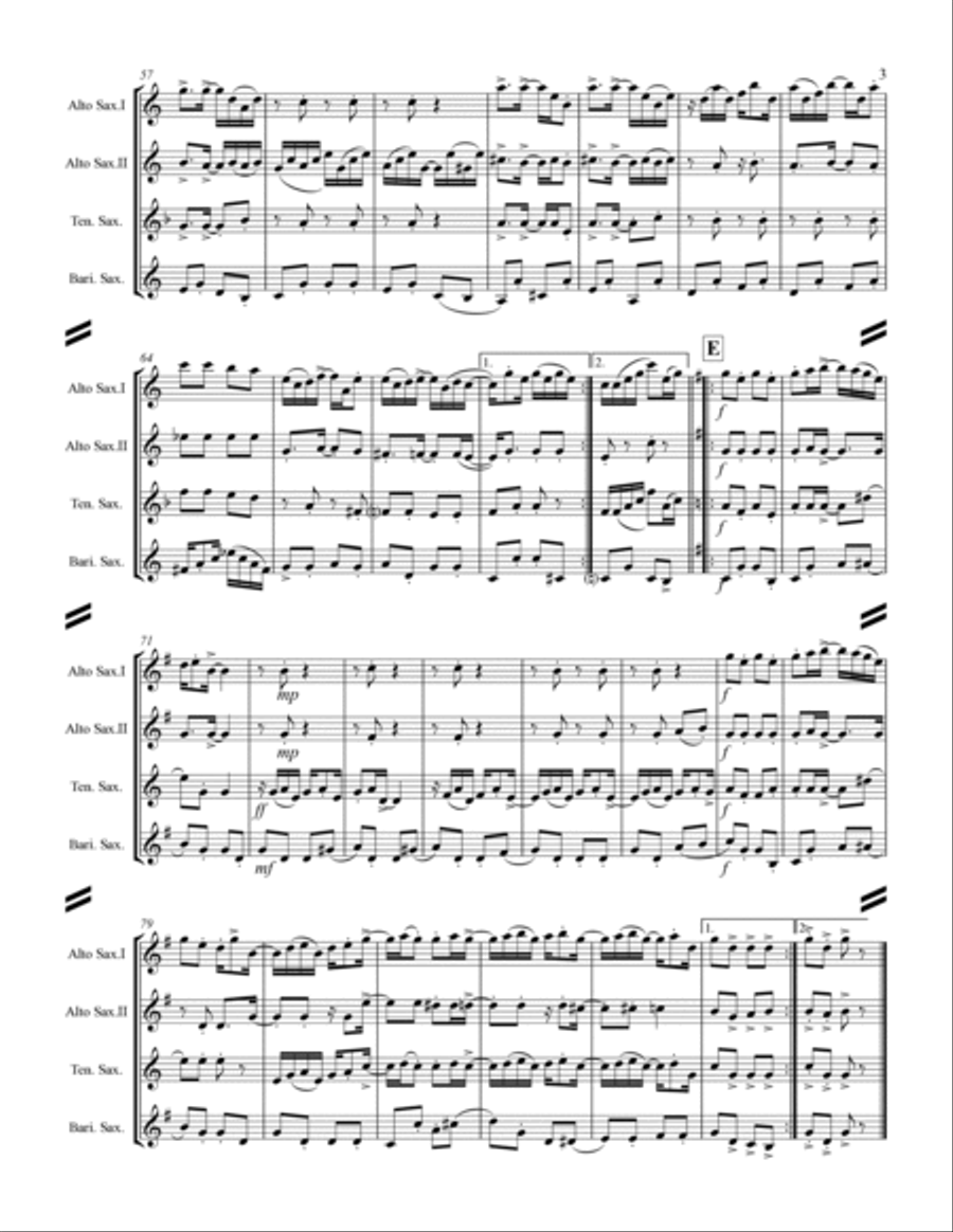 Joplin - Maple Leaf Rag (For Saxophone Quartet AATB) Saxophone Quartet scores gallery preview page 4