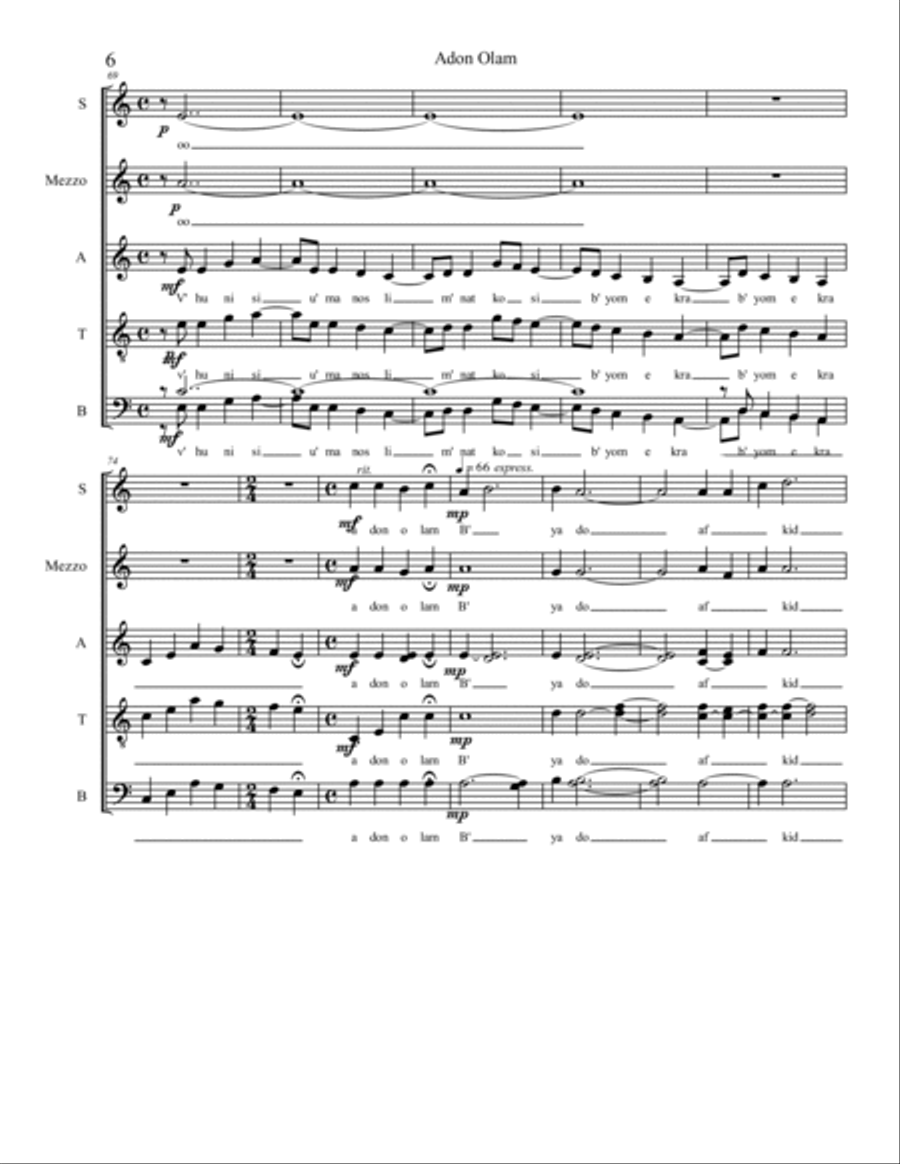 Adon Olam Chorale A Cappella scores gallery preview page 6