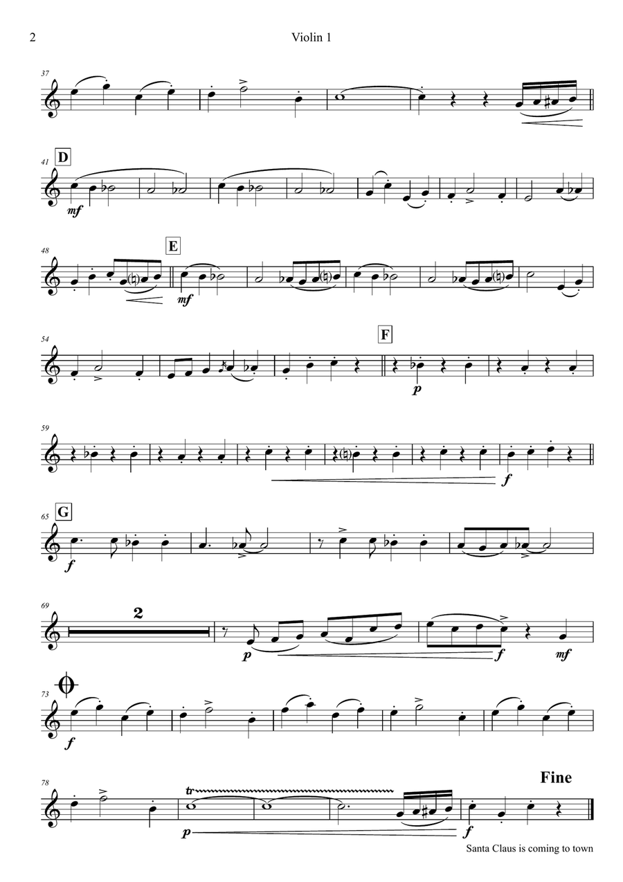 Santa Claus Is Comin' To Town String Quartet scores gallery preview page 5