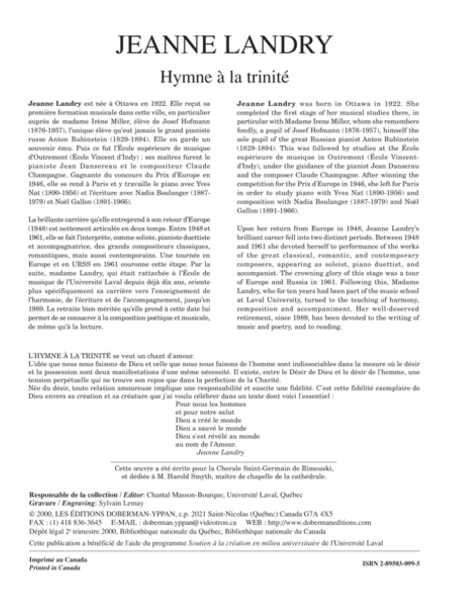 Hymne à la Trinité Hymne à la Trinité Choir scores gallery preview page 1