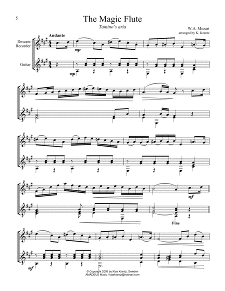 5 short pieces by Mozart for descant recorder and guitar image number null