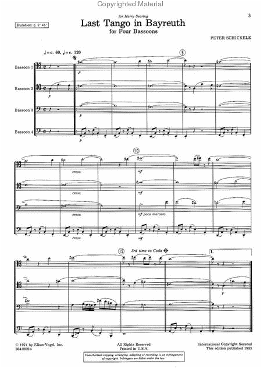 Last Tango in Bayreuth Bassoon Quartet scores gallery preview page 2