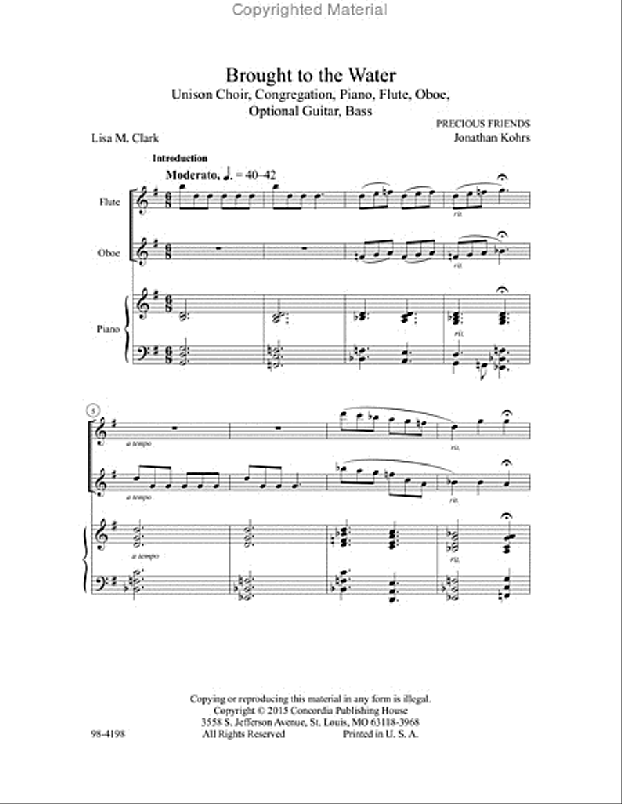 Brought to the Water Unison Choir scores gallery preview page 2