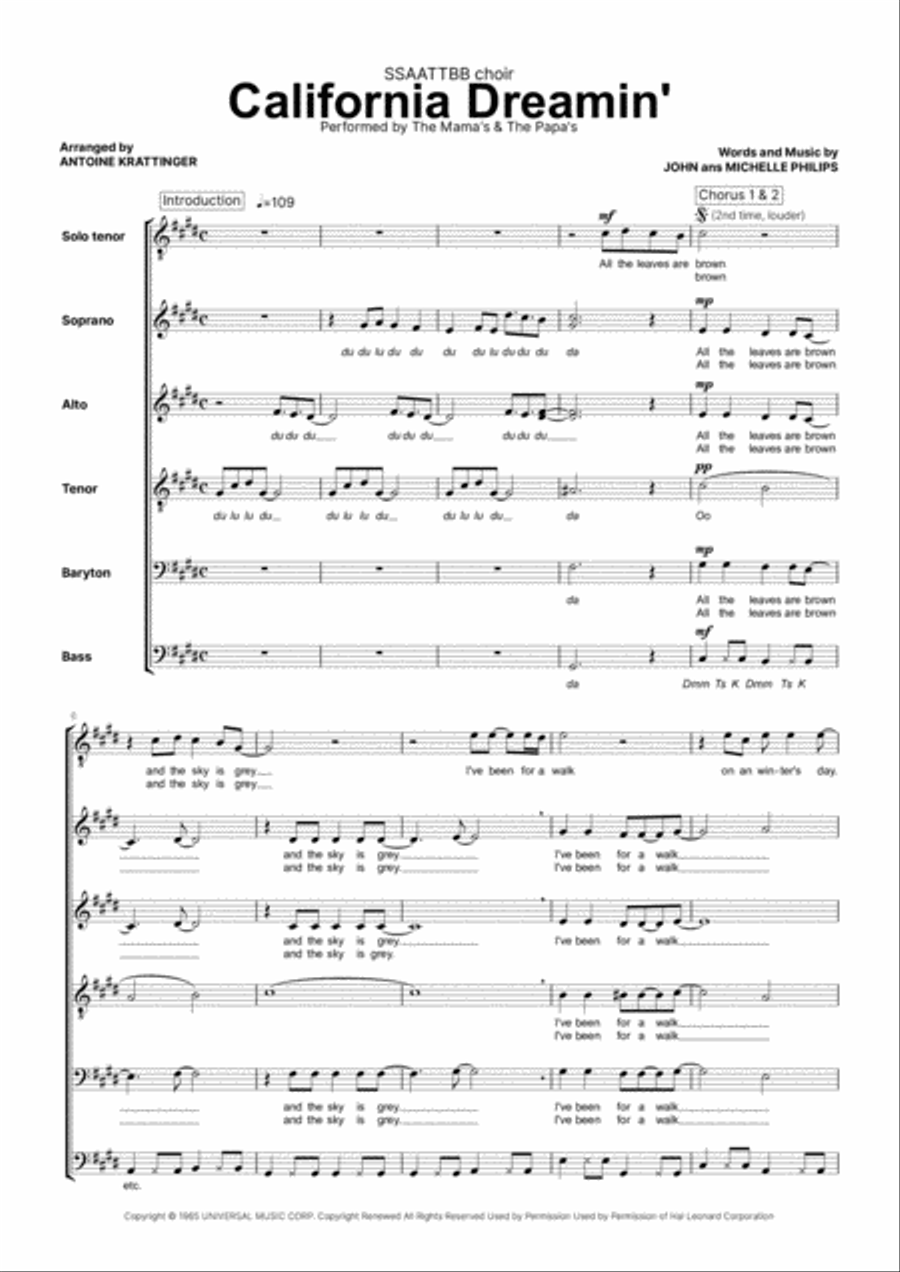 California Dreamin' Divisi scores gallery preview page 1