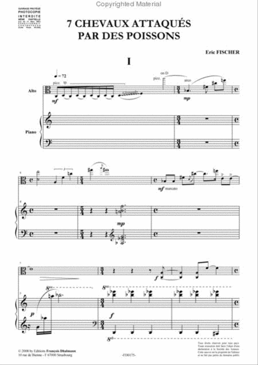 Sept chevaux attaqués par des poissons Piano scores gallery preview page 2