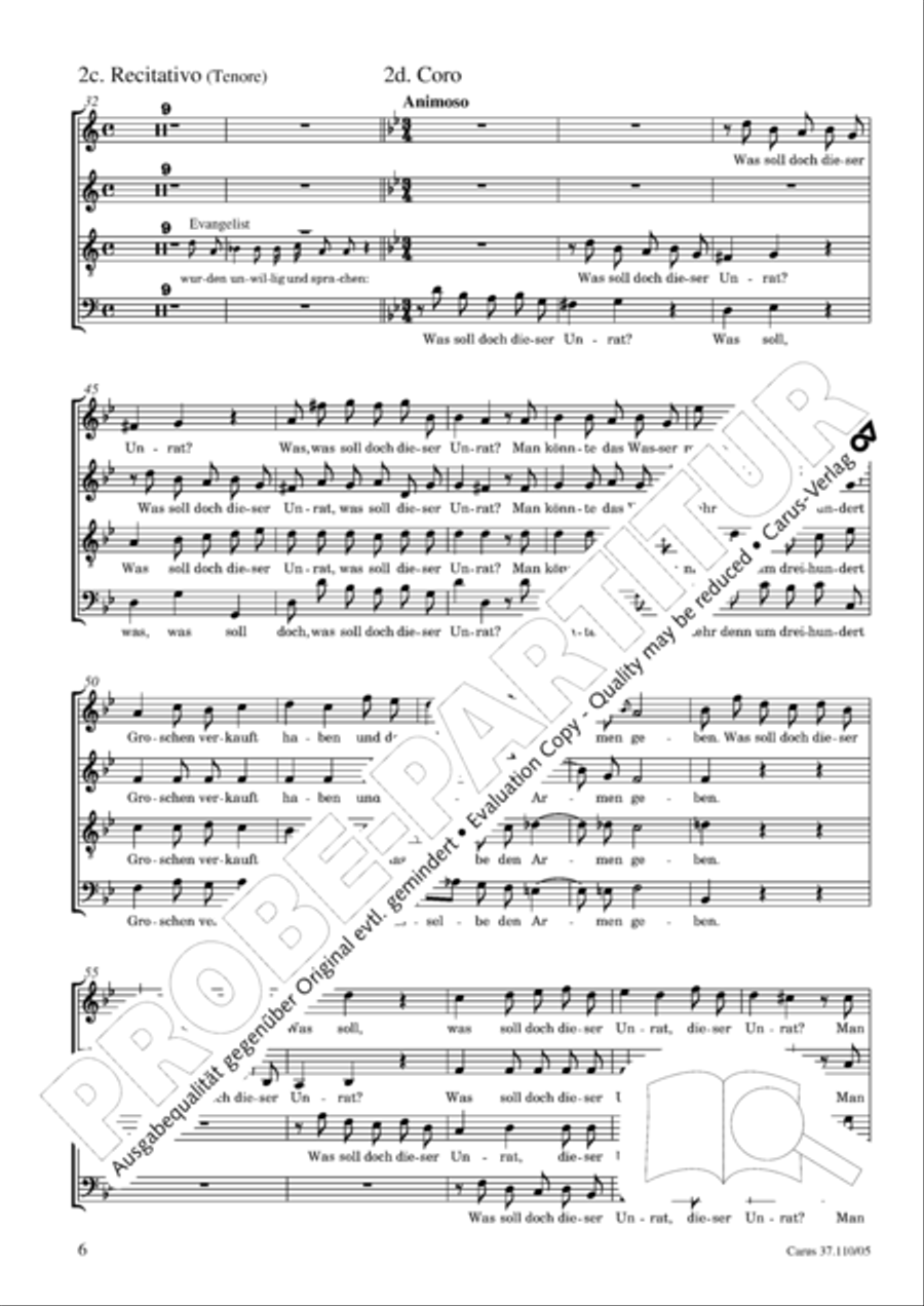 Markuspassion. Werkausgabe Reihe 1, Bd. 7 (Homilius) 4-Part scores gallery preview page 7