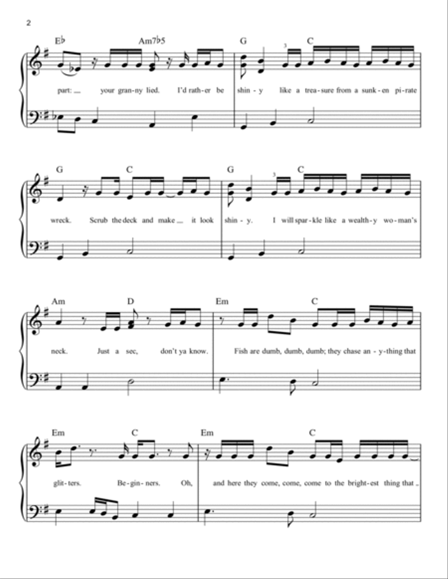 Shiny (from Moana) Easy Piano scores gallery preview page 2