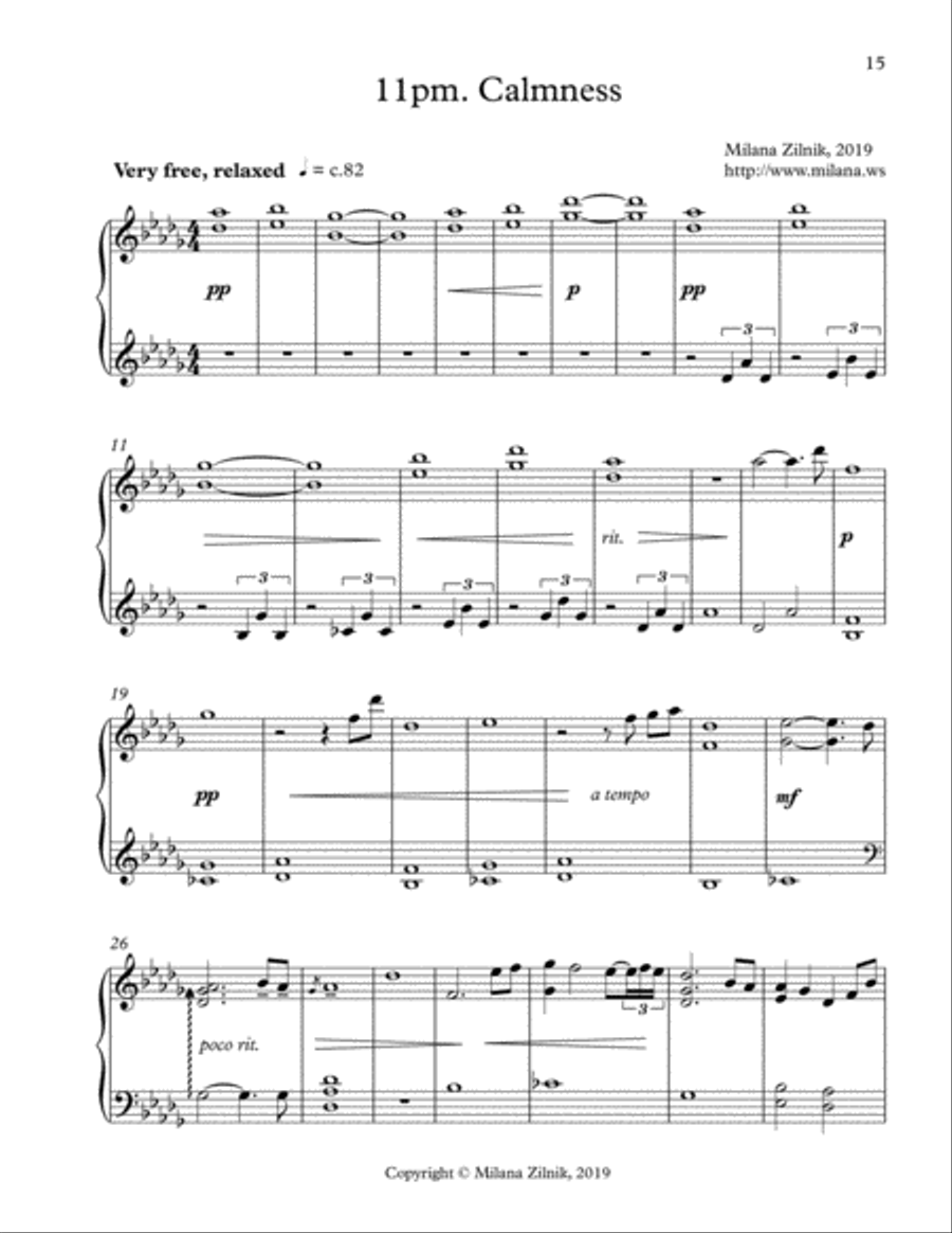 11pm. Calmness 11pm. Calmness Piano Solo scores gallery preview page 1